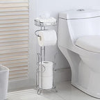 SunnyPoint Bathroom Heavyweight Toilet Tissue Paper Roll Storage Holder Stand with Reserve and Shelve, The Reserve Area Has Enough Space to Store Mega Rolls. (Chrome) - Image 2