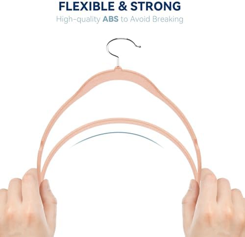 Premium Velvet Hangers 60 Pack, Non Slip Clothes Felt Hanger Heavy Duty for Coat, Premium Slim Space Saving Suit Hangers for Closet Organizer, 360° Rotating Silver Hook - Image 7