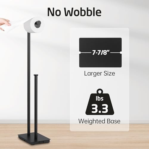 KES Toilet Paper Holder Stand with Weighted Base, Matte Black, 29.5" H - Image 4