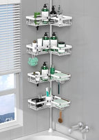 DAOYA Corner Shower Caddy Tension Pole - Chrome Tension Rod Shower Caddy by DAOYA