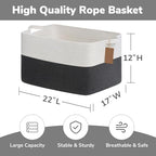 Goodpick 75L Extra Large Woven Rope Blanket Basket, Rectangle, Dark Gray - Image 3