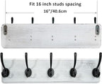 WEBI Coat Rack Wall Mounted,Coat Hooks Wall Mount,16" Hole to Hole,Large Coat Hanger Wall,5 Hooks for Hanging Coats,Hats,Jacket,Clothes,Entryway,Black/White,2 Packs - Image 3