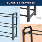 Happhom 3-Tier Expandable Shoe Organizer - Space Saver Shoe Shelf with Smart Design for Closet, Entryway and Small Spaces, Dark Grey (CSR-01) - Image 4