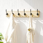 Dseap Coat Rack Wall: 24" Long, Patented, Heavy-Duty, 6-Double-Hooks Wooden Wall Mounted Coat Rack Coat Hanger Hook Rail for Winter Coats Hat Jacket Clothing, Light Brown - Image 7