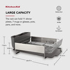 KitchenAid Large Capacity, Fully Size Self Draining Rust Resistatant Satin Coated Dish Rack with Removable Flatware Caddy 20.47-Inch, Gray - Image 3