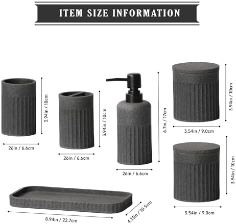 INIUNIK Bathroom Accessory Set, 6 Pieces, Dark Grey - Image 5