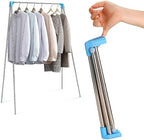 Portable Garment Rack, Folding Clothes Rack, Collapsible Clothing Rack for Dance, Travel, Camping, Laundry, Indoor, Outdoor, Drying, RV, Mini Compact Racks Blue + 3 Foldable Clothes Hangers by ANLEBUYUSOfficial