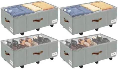 Under Bed Storage with Wheels, Dorm Room Organizer for Clothes Shoes Toys by VatFottUS