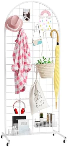 Aseem Metal Grid Wall Panels Display Stand White Movable 2x5.2FT, 1PCS by Aseem