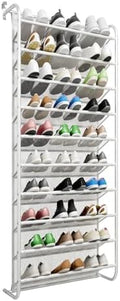 AQQHSAIN 10 Tier Over The Door Shoe Organizer Wall Shoe Shelf Shoe Holder Door Shoe Rack for Closet Pantry Hanging Shoes Clothes Toys Storage Shelves (White) by AQQHSAIN