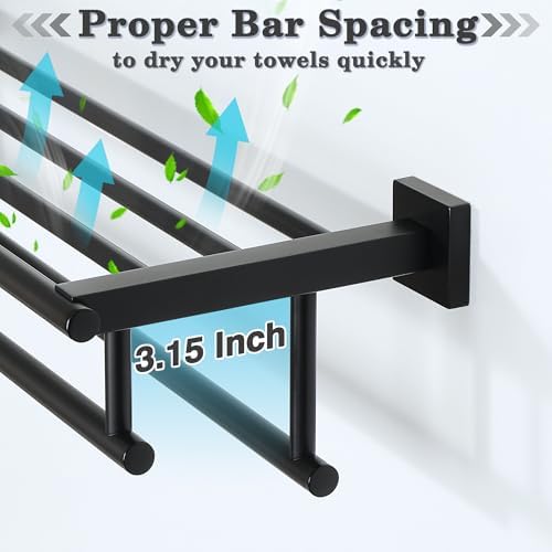 Alise Double Towel Rack for Bathroom Wall Mounted 24 Inch,Matte Black - Image 5