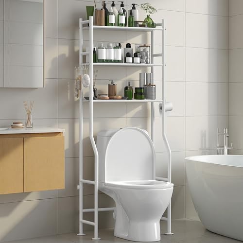 3-Tier Over Toilet Storage, Anti-Tip, 64" H, White by AriseWork