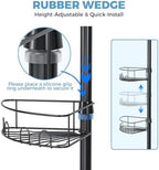 Urackify Corner Shower Caddy Tension Pole 4 Tier Shower Organizer, Black - Image 3