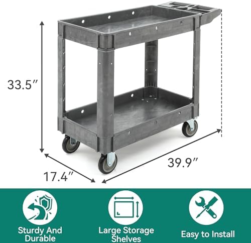 YITAHOME Grey Utility Cart on Wheels, 550 lbs Capacity, 40 x 17 Inch - Image 3