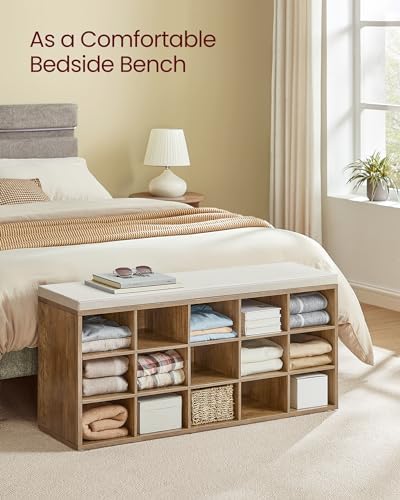 VASAGLE Shoe Bench with Cushion, 15 Compartments, 11.8 x 41.3 x 18.9 Inches - Image 5