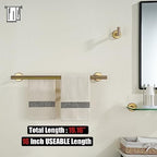 JQK Gold Double Towel Bar, 19 Inch 304 Stainless Steel Thicken 0.8mm Towel Rack Bathroom, Towel Holder Brushed Gold Wall Mount, Useable Length 16 Inch, TB100L16-BG - Image 3