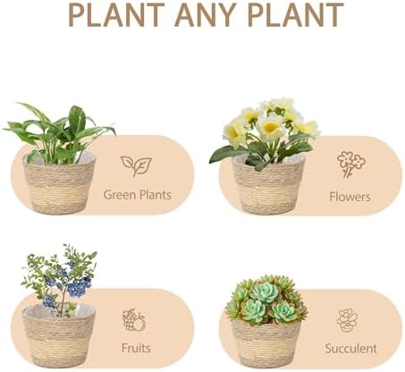 Woven Plant Basket,Round Seagrass Wicker Planter for Indoor - Image 7