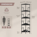 MAHANCRIS 5-Tier Corner Shelf, 52.8" Tall Corner Bookshelf with Metal Frame, Narrow Display Shelf Stand, Industrial Corner Bookcase for Living Room, Bedroom, Home Office, Black CSBK5501 - Image 3