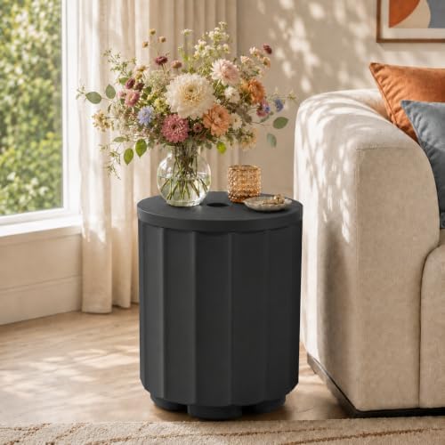 Umbrella Side Table with Hole, Weighted Umbrella Base, Black - Image 6