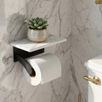 FORIOUS Natural Marble Toilet Paper Holder with Phone Shelf, Commercial - Image 2