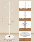 EZIVIEZ Coat Rack with 12 Hooks Coat Rack Freestanding with Umbrella Holder - Image 2