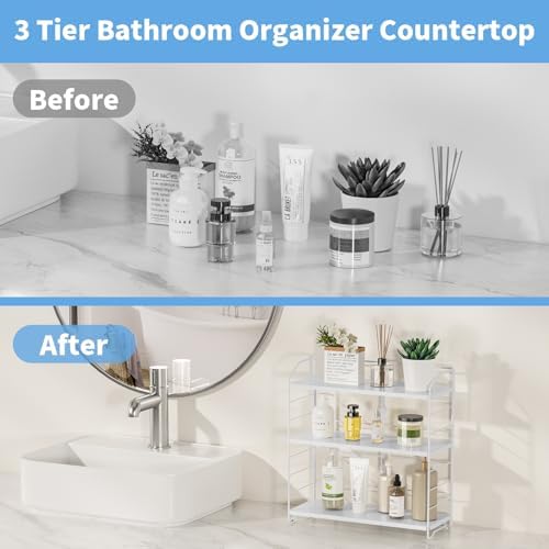 Bathroom Counter Organizer, Makeup Organizer Countertop Rack, 3 Tier, White - Image 3
