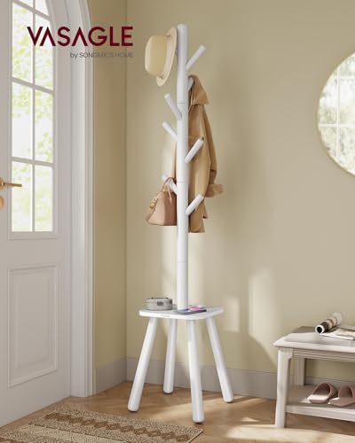 VASAGLE Coat Rack Freestanding, 8 Hooks, Storage Shelf, 69.2 Inch Tall - Image 2