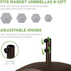 Best Choice Products 123lb Capacity Fillable Mobile Umbrella Base Heavy Duty Market Stand for Patio, Deck, Poolside w/ 4 Wheels, 2 Locks, 2 Knobs, Wind-Resistant Design - Bronze - Image 6