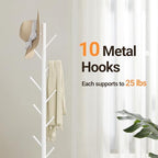 Coat Rack Freestanding, Metal Coat Rack with Natural Marble Base, White - Image 4