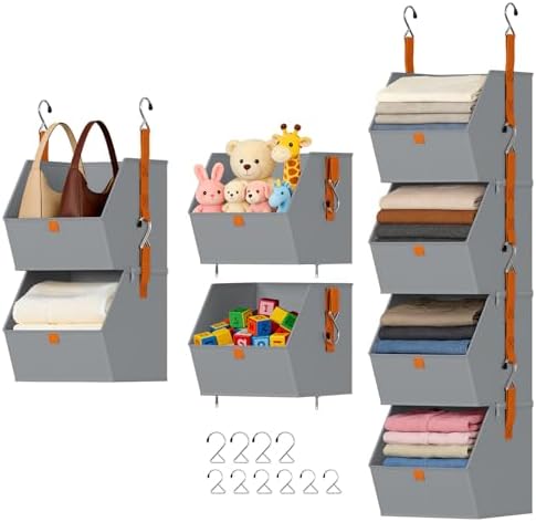 DIMJ 4-Tier Hanging Closet Organizer, Modular Bins for RVs and Small Spaces by DiMJ