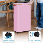efluky Slim Laundry Basket with Wheels, Narrow Rolling Laundry Hamper with Lid and Removable Bag, Tall Aesthetic Dirty Clothes Hamper on Wheels for Laundry Room, Bedroom, Dorm and Bathroom, 75L Pink - Image 3