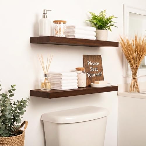 Organic Wavy Edge Floating Shelves,Hidden Brackets,2 Pack 24 in - Image 4