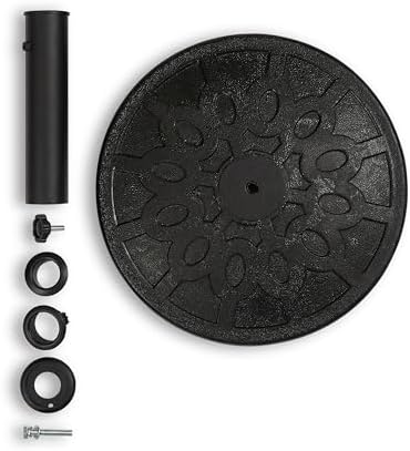 Backyard Expressions 20 lb Round Patio Umbrella Base – Heavy Duty Resin-Coated Calcium Carbonate Stand with Adjustable Pole Adapters Fits 1.5"–2" Poles, Weather-Resistant, Black Finish - Image 6