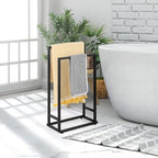 Towel Racks for Bathroom, 2 Tier Standing Stainless Steel Towel Racks Stand for Bathroom, Hand Towel Drying Rack Holder, Towel Bar Stand Blanket Rack, Black - Image 6