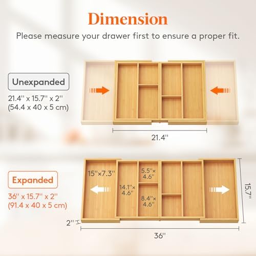 Lifewit Expandable Utensil Organizer for Kitchen Drawer, Cutlery Holder - Image 2