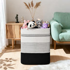 Laundry Hamper, 95L Tall Laundry Basket with Leather Handles, Rectangle Large Clothes Hamper for Organizing, Cotton Woven Laundry Baskets Storage Hampers for Bedroom, Nursery, Living Room - Image 2