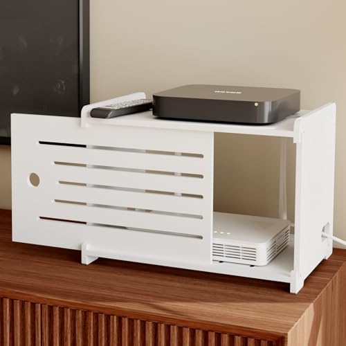 Wooden WiFi Router Storage Box Hider Shelf, Decorative Projector Box Hider Rack Countertop, for Cable, Modem, Internet, Router Power Cover Storage Organizer Cabinet Wall Mounted, Solid Wood by Haidaiya