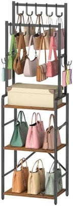 HOOBRO Tall Purse Organizer for Closet, 3-Tier Handbag Rack with 10 J-Hooks by HOOBRO