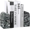 Koville South African Natural Marble Bookends for Shelves, Non-Slip Book Ends, 13LBS Ultra Heavy Duty Marble Book Holder Organizer, Apartment Decor for Movies/CD/Video Games(Olive Green) by Koville