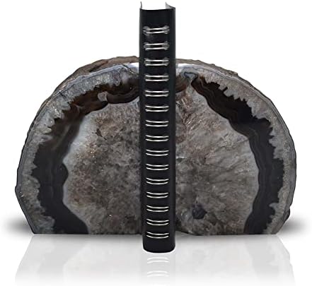 Nature's Decorations Black Agate Bookends – A+ Grade Geode Heavy Duty Decorative Stone Crystal Book Ends for Shelves & Bookcases, Natural Polished Bookshelf Decor, 1 Pair 4-6Lbs - Image 2