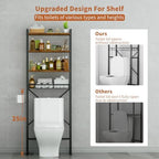 Over-The-Toilet Storage,4 Tier Adjustable Bathroom Organizers and Storage with Toilet Paper Holder and 9-Hooks,Toilet Rack for Cabinet Organizer,Fit Most Toilets(Rustic Brown) - Image 2