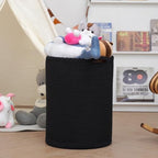 58L Woven Laundry Basket,Cotton Tall Laundry Hamper for Blankets,Clothes,Pillows,Toys,Shoes Large Laundry Bin Black - Image 4