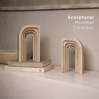 Decorative Bookends for Shelves – Heavy Duty Book Ends for Heavy Books, Stone-Inspired Composite Bookends, Non-Slip Base, Modern Home Office Decor, Gift Box Included, Set of 2 - Image 3