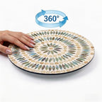 13.4" Mother of Pearl Lazy Susan, Table Centerpiece Round Shell Decorative Lazy Susan Turntable Rotating Tray Organizer for Cabinet Counter Gift Kitchen Office Cafe Home Decor (Dot Blue) - Image 4