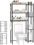 Hodonas Over The Toilet Storage Shelf - Bathroom Organizer Rack with 7-Tier Shelves, Adjustable Metal Shelf Above Toilet for Storage, Freestanding Bathroom Space Saver, Black by Hodonas