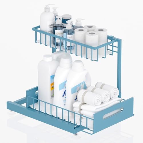 Saydear L-Shaped Under Sink Organizer, 2-Tier Pull-out Cabinet Rack 1-Pack by Saydear