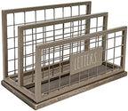 Desktop Mail Organizer - 2 Compartment Mail Holder & Stationary Table Top Desk Organizer - Chic and Stylish Galvanized Steel and Solid Wood - “Letters” Print - for Home and Office, Grey "Letter" by RaeDunn