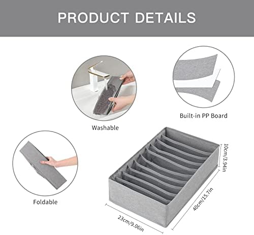 Qozary 4 Pack Drawer Organizers, 10 Grids Foldable Dresser Organizers for Clothing, Folded Clothes, T-shirt, Tank Tops, Camisoles, Underwear, Leggings, Baby Clothes - Image 4