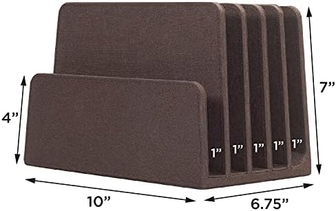 MobileVision Executive Dark Brown Desktop File Folder Organizer and Paper Tray, 5 Slot Dividers - Image 2
