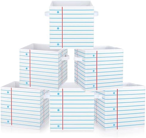 RattanView 6 Pcs 11in Crayon Storage Bins Fabric Cubby Classroom by RattanView